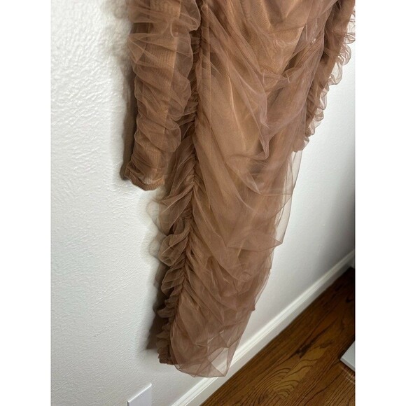 House of CB Size M Anais Tulle Off Shoulder Midi Cocktail Dress Ruched Bodycon - Picture 7 of 9